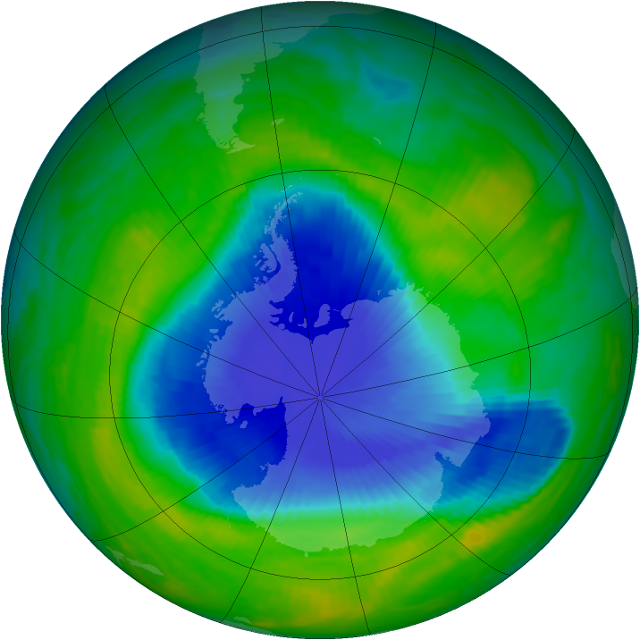 Antarctic ozone map for 21 November 1990